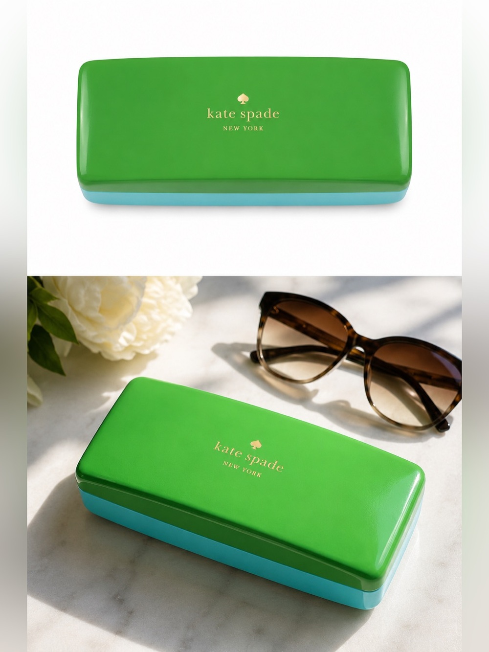 Kate Spade New York Green & Blue Hard Shell Eyeglasses Sunglasses Case